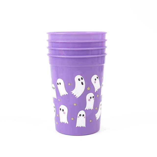 Halloween Party Favor Tumblers with Ghost Design, Recycled Plastic, 13