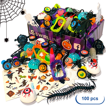 Halloween Party Favors Bulk Toys for Kids Prizes Halloween Treats Goodie Bag Fillers 100 Pcs