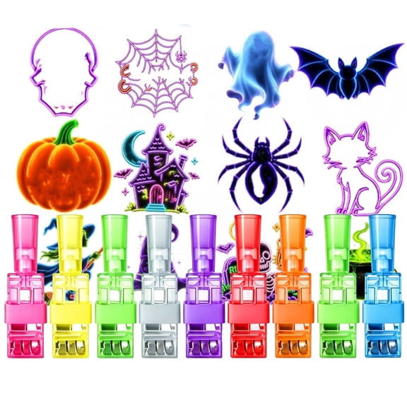 Halloween Party Favors Finger Lights 24 Pack - 12 Designs Goodie Bag Stuffers for Kids Party Bags