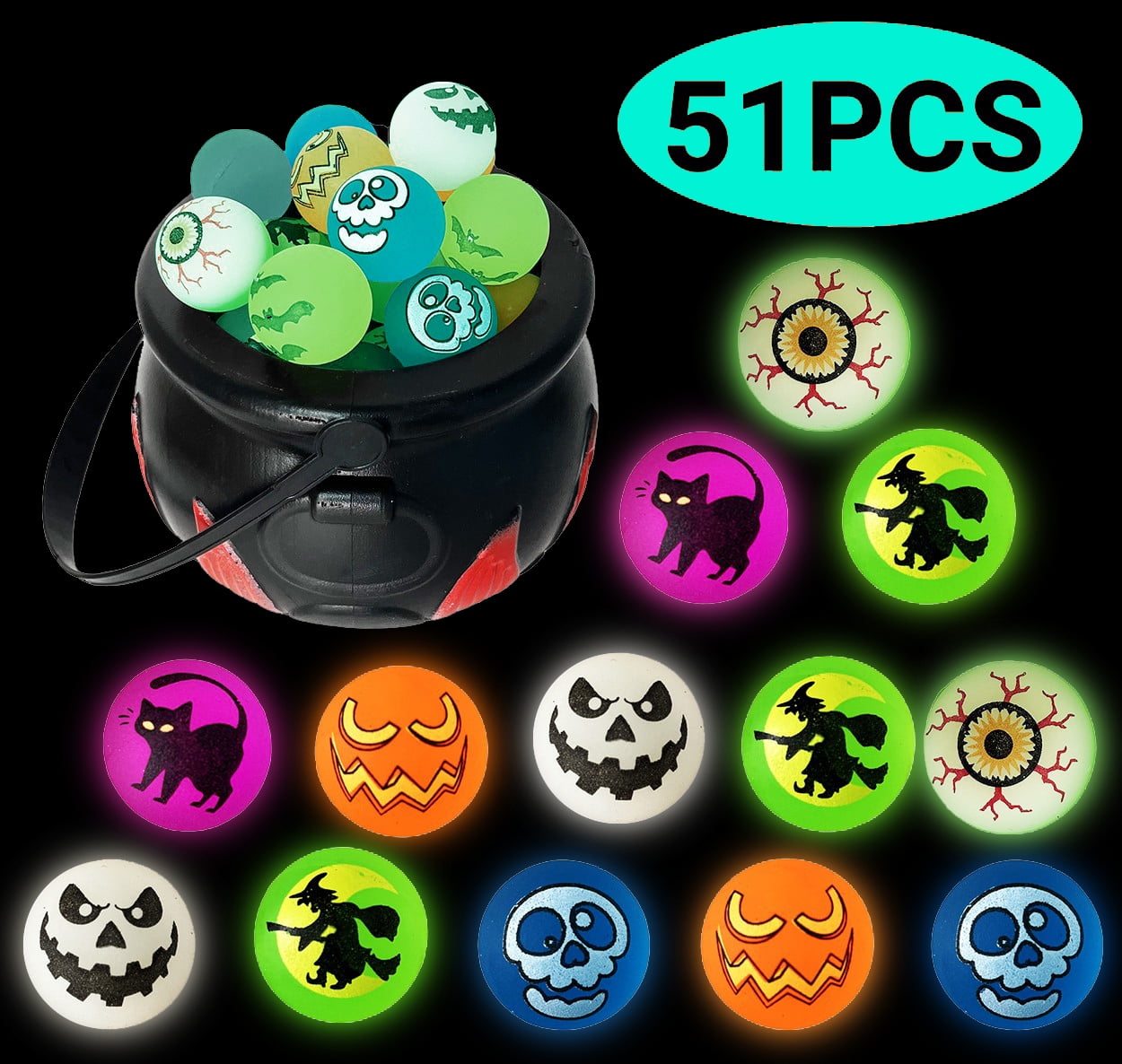 Halloween Party Favors Glow in The Dark Bouncing Balls Trick or Treat