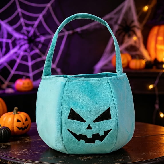 Halloween Party Favors,Halloween Candy Bucket,Pumpkin Candy Bags Halloween Pumpkin Trick or Treat Candy Bags Non Woven Candy Tote Bucket Halloween Favors Party(Blue C 10IN)