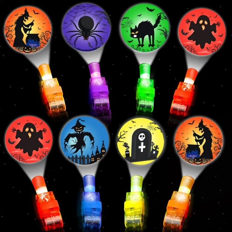 36-Piece Halloween LED Finger Lights - Glow In Dark Party Favors With Spooky Projections