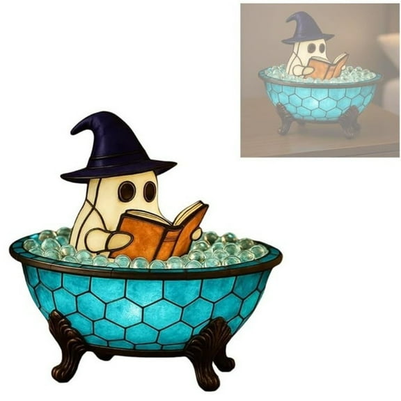 Halloween Party Ghost Bubble Bath Lamp, Halloween Ghost Night Light, Cute LED Lamp for Bathroom Decor, Ghost-Themed Bathtub Lamp for Halloween Party or Gift