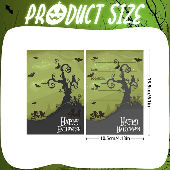 Halloween Party Invitation Cards Set of 10 with Spooky Tree Design for Kids Adults Parties