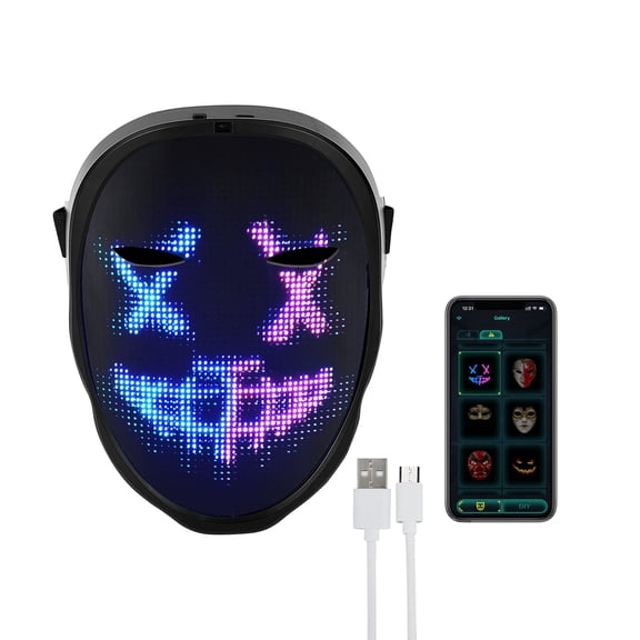 Clearance Halloween Party LED Mask Masquerade,Light Up Masks,Gesture Change, Bluetooth Programmable Christmas,Dancing