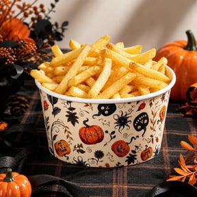 Halloween Party Paper Bowls, Pumpkin Ghost Ice Cream Cups, Disposable Dessert Boxes, Eco-Friendly Biodegradable Tableware, Spooky Holiday Party Supplies