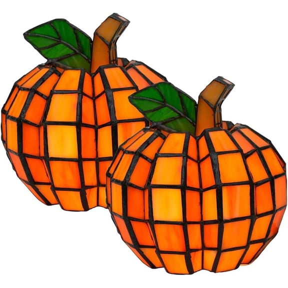 Halloween Party Reading Book Lamp Ghost Night Light Stained Glass Pumpkin Lamp Gothic Table Lamp Indoor Fall Decor Halloween Decorations for Party or Gifts