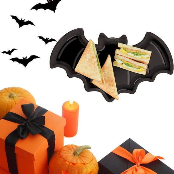 Halloween Party Serving Trays, Plastic Dessert Tray Snack Plate Orange Pumpkin Ghost Bat Plates Halloween Party Tableware Party Supplies Fruit Candy Bowl
