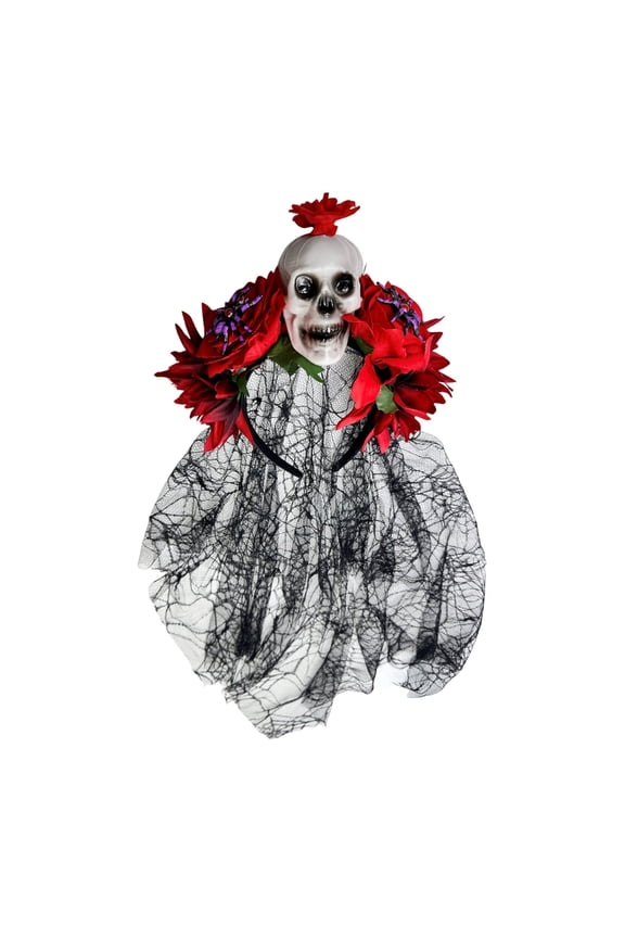 Halloween Party Skull Rose Lace Headpiece With Spiderweb Web Resin Hair Comb