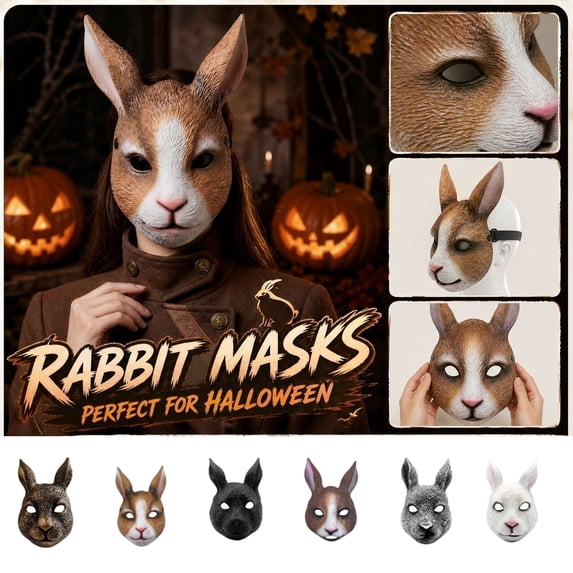 Halloween Party Supplies, Golden Bunny Mask Animal Mask, Mask for Masquerade Party, Halloween Mask for Dress Up, 12X7 Inch Textured Vintage Gold Full Face Cover, Ideal Halloween