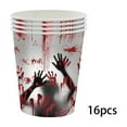 thumbnail image 1 of Halloween Party Supplies Include Bloody Zombie Tablecloth, Paper Plates, Cups, Straw, Napkins, Spoon, Fork, knives, Horror Halloween Birthday Party Decorations and Tableware(Cups), 1 of 5