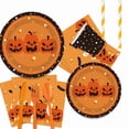 thumbnail image 1 of Halloween Party Supplies Set Disposable Pumpkin and Ghost Tableware for Spooky Haunted House Celebrations Includes Plates Cups Napkins and Cutlery, 1 of 5