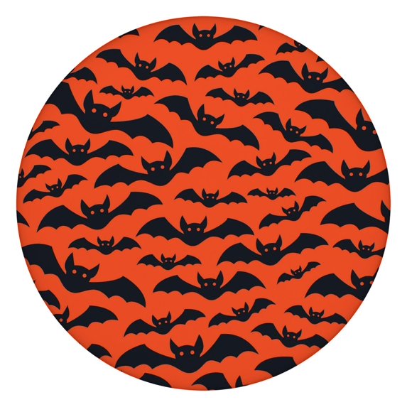 Halloween Party Supply Pumpkin Tablecloth Elastic - 44 Inch Round Fitted Cover for Kitchen Dining Decoration