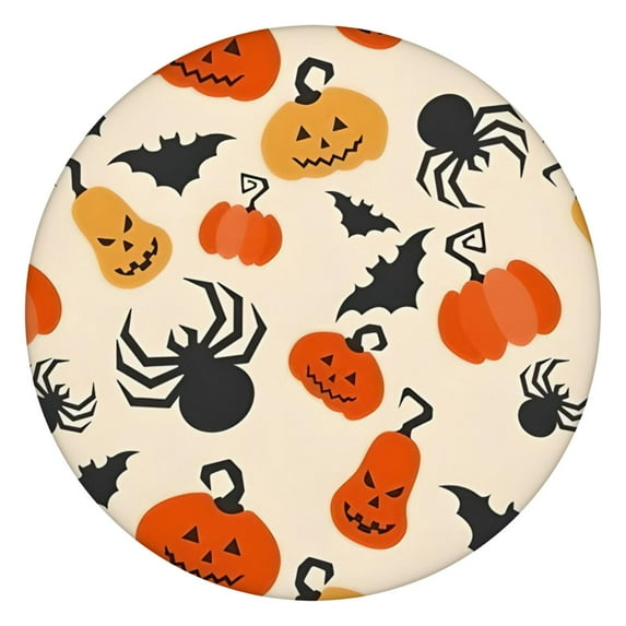 Halloween Party Table Cover - Elastic Edge Waterproof Round Tablecloth with Vintage Spooky Design,44 inch Round Elastic Tablecloth