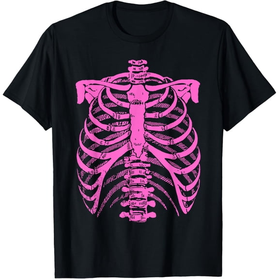 Halloween Pastel Pink Skeleton Rib Cage T-Shirt