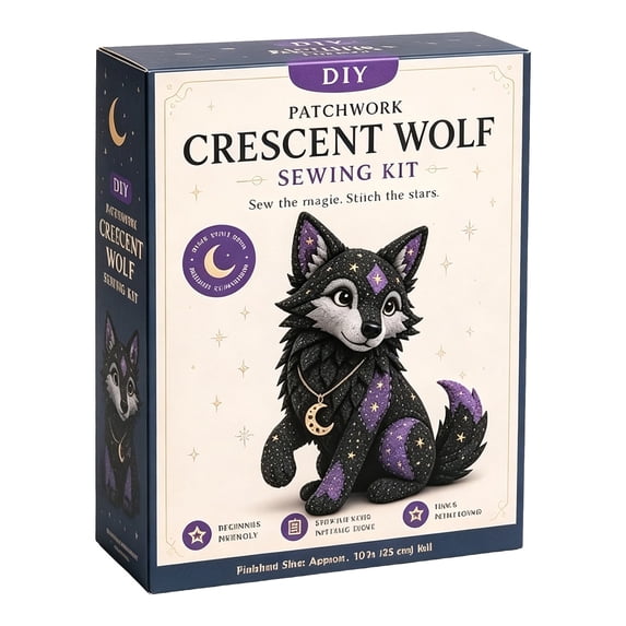 Halloween Patchwork Animal Kit, DIY Sewing Kit for Adults Beginners, 3D Felt Animal Craft, Spooky Home Decor, Handmade Gift for Halloween Fall Farmhouse - Wolf