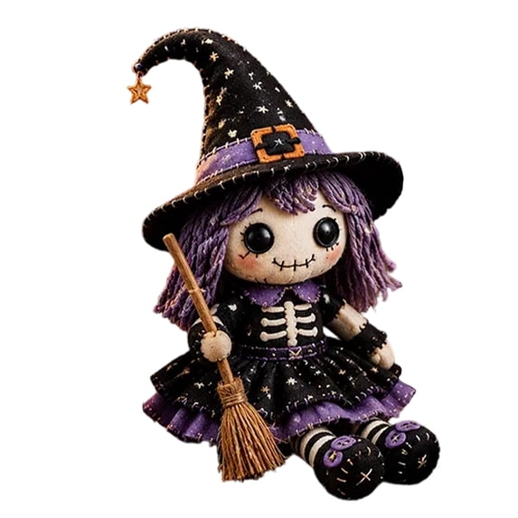 Halloween Patchwork DIY Kit,Cute Pumpkin Skeleton Witch Felt Sewing Craft Set,3D Handmade Art Project for Adults Teens and Beginners,Spooky Home Decor Gift 8.7 Inch,1PC