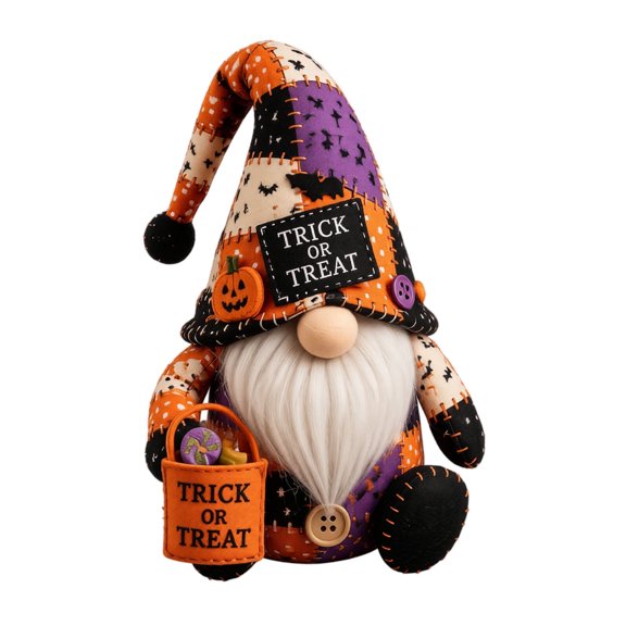 Halloween Patchwork Gnome Kit DIY Fabric Craft Sewing Kit Plush Table Decor Handmade Gnome Project for Seasonal Display