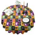 thumbnail image 1 of Halloween Patchwork Icons Pattern Round Tablecloth 60"x60",Wrinkle Wipeable Table Cloth for Kitchen Dining Room Picnic Patio Party, 1 of 6