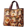 thumbnail image 1 of Halloween Patchwork Quilted Tote Bag Polyester Large Capacity Party Home Storage Handbag, 1 of 6