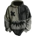 thumbnail image 1 of Halloween Patchwork Sweatshirts for Men Funny Pumpkin Face Graphic Hoodies Cozy Knit Hooded Pullover Fall Winter Tops, 1 of 4
