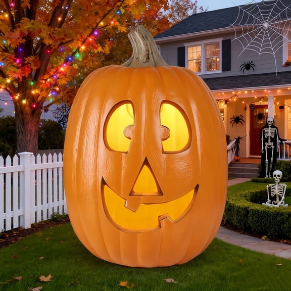 Halloween Pathway Light, 12" Waterproof Jack O'Lantern for Yard, Patio, Indoor Fall Decor