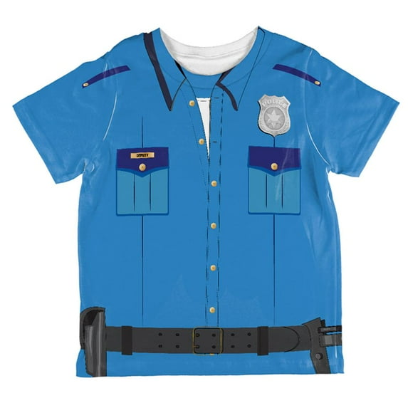 Halloween Patrol Blue Police Officer Costume All Over Toddler T Shirt Multi 4T