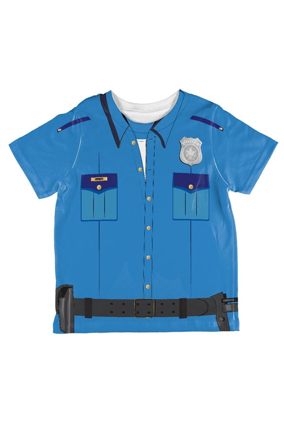 Halloween Patrol Blue Police Officer Costume All Over Toddler T Shirt Multi 4T