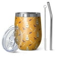 thumbnail image 1 of Halloween Pattern 12oz Stainless Steel Insulated Wine Tumbler with Lid and Straw – Double Wall Vacuum Mug for Hot & Cold Drinks, 304 Steel Interior, Sweat-Free Design. Trick or Treat !, 1 of 5