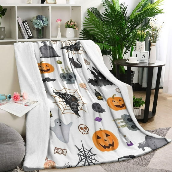 Halloween Pattern Blanket,Comfortable Soft Flannel Throw Blanket,All Season,Warm Lightweight Blankets for Sofa Bed Couch Living Room Chair,60"x80"