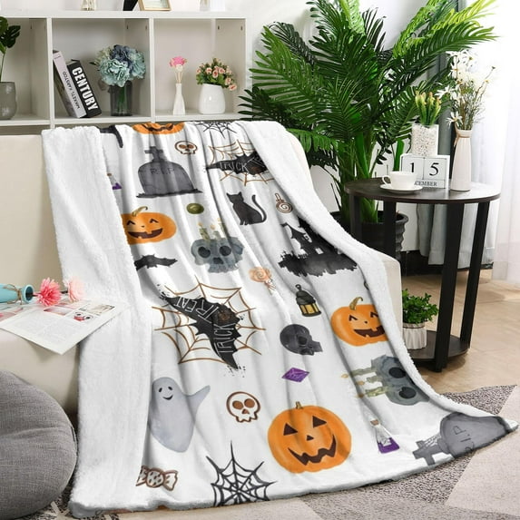 Halloween Pattern Blanket,Comfortable Soft Lamb Wool Throw Blanket,All Season,Warm Lightweight Blankets for Sofa Bed Couch Living Room Chair,40"x50"