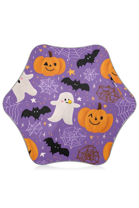 Halloween Pattern Ghost Kids Umbrella Rain Umbrella Clear Grip Handle Folding Umbrellas UV50+ 35in