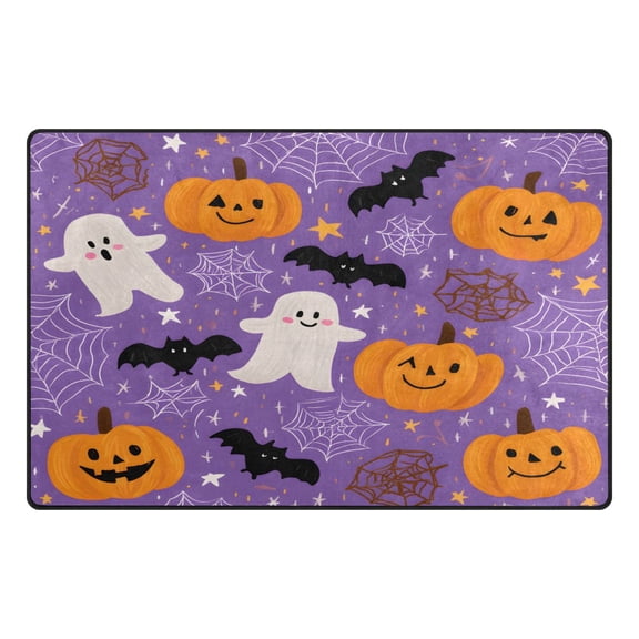 Halloween Pattern Ghost Memory Foam Area Rug 31"x20" Non Slip, Absorbent, Fade Proof for Living Room, Bedroom, Office