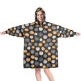 thumbnail image 1 of Halloween Pattern Pumpkin Black Wearable Blanket Hoodie, Flannel Oversized Sweatshirt Blanket with Sleeves & with Sleeves & Pockets, Comfort Gifts Ideas for Reading Watching TV and Relaxi, 1 of 6