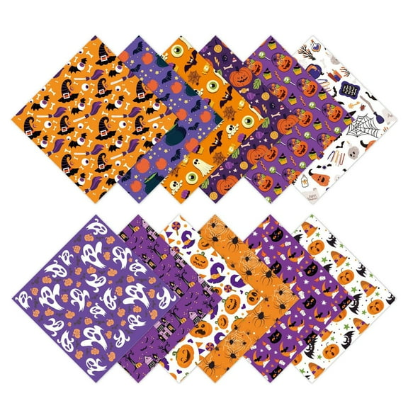Halloween Patterned Paper Set - 12 Sheets Decorative Scrapbook Paper for Card Making, Crafts & DIY Party Decor