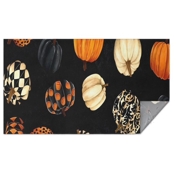 Halloween Patterned Pumpkins (2) Rectangle Tablecloth 60"x102",Waterproof Polyester Rectangle Table Cloth, Wipeable Spillproof Polyester Tablecloth for Dining, Camping, Indoor and Outdoor