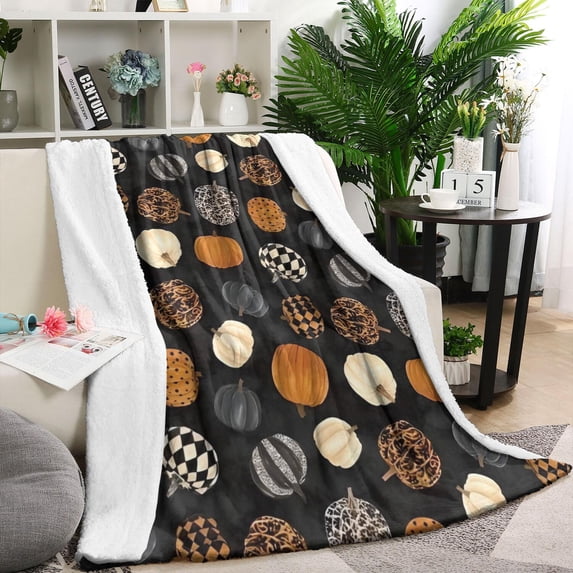Halloween Patterned Pumpkins Blanket,Comfortable Soft Lamb Wool Throw Blanket,All Season,Warm Lightweight Blankets for Sofa Bed Couch Living Room Chair,40"x50"