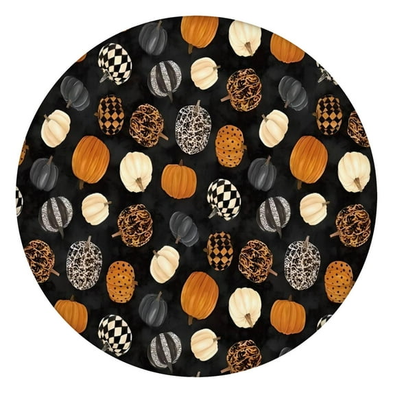 Halloween Patterned Pumpkins Round Fitted Tablecloth with Elastic Edge,Dining Table Cover Waterproof,Outdoor Round Tablecloth for Camping,Dining,Indoor and Outdoor