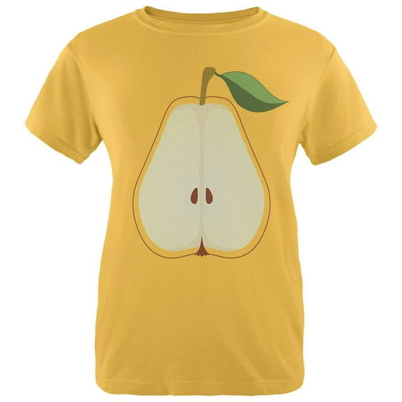 Halloween Pear Slice Costume Womens T Shirt Yellow X-LG