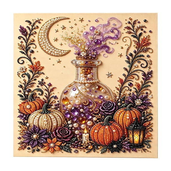 Halloween Pearl Art DIY Kit, 3D Diamond Painting Craft Set for Adults, Spooky Fall Home Decor Wall Art