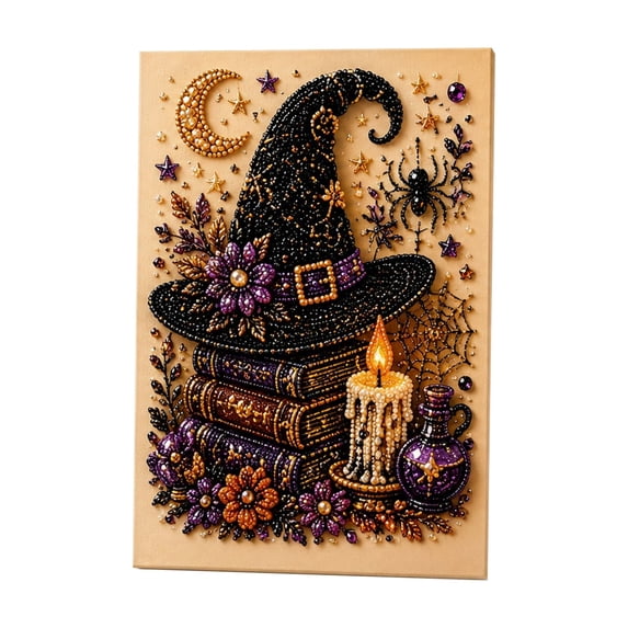 Halloween Pearl Art DIY Kit, Ghost Painting Set, 12 x 16 Inch DIY Bead Art Craft Supplies, Seasonal Wall Decor Project for Adults Home Decoration