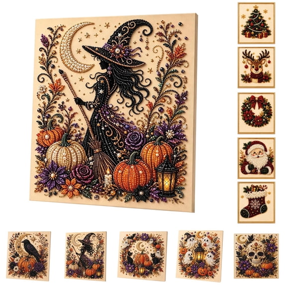 Halloween Pearl Art DIY Kit, Spooky Cute 3D Diamond Art Kits for Adults and Beginners, Halloween Ghost Pearl Painting Kit for Home Wall Decoration