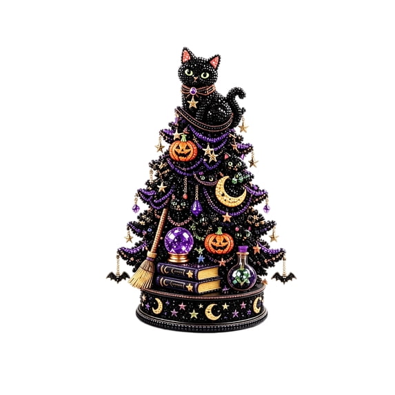Halloween Pearl Art DIY Kit, Spooky Cute Pearl Beads Tabletop Tree Crafts for Adults, DIY Halloween Diamond Painting Desk Decor Art, Beginner DIY Seasonal Party Gift