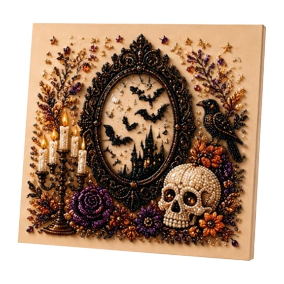 Halloween Pearl Art Kit, 3D Diamond Art Painting For Adults, Pumpkin Ghost Haunted House Desk Handmade Decor, Halloween DIY Decorations, Seasonal Fall Party Decor,Gift for Beginners