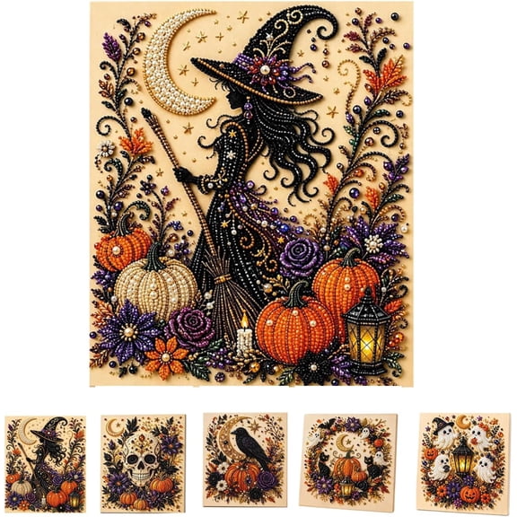 Halloween Pearl Art Kit, 3D Halloween Diamond Art Kit for Adults