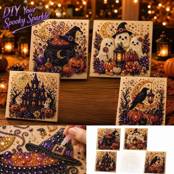 Halloween Pearl Art Kit, Adult Craft Kits, Pearl Art Diy Kit, Halloween Pearl Art Diy Kit, 8X8 Inch Gothic Raven Pumpkin Pearl Art Decor Set for Home Daily Display