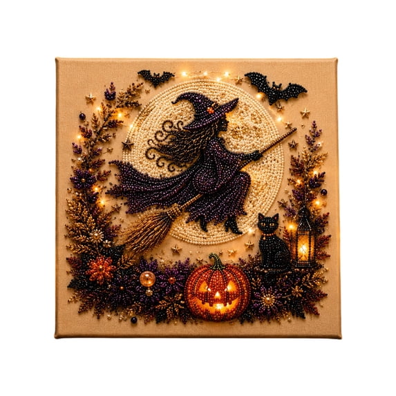 Halloween Pearl Art Kit, Cute 3D Diamond-Painting DIY Craft Kit with Pearls for Adults