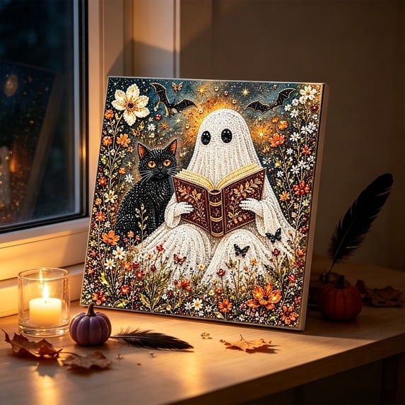 Halloween Pearl Art Kit, Halloween Decorations Indoor, Halloween Diamond Art Kits for Adults, Spooky Cute 3D Diamond Painting Crafts, DIY Fall Home Decor Wall Art Seasonal Party Gift