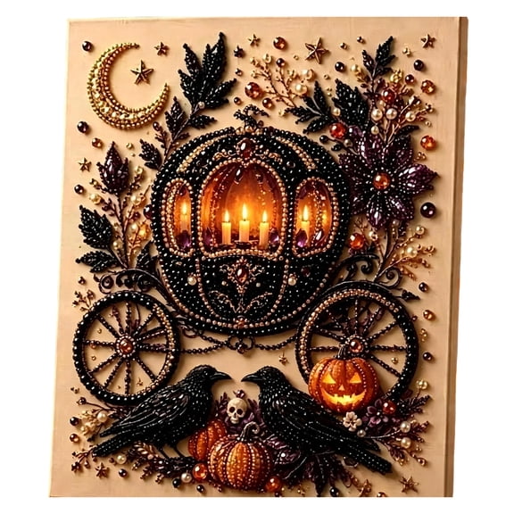 Halloween Pearl Diamond Art Kit, Ghost DIY Pearl Diamond Painting Craft Kit with Craft Supplies for Halloween Home Decor, Handmade Wall Art Kit for Halloween Party Decor, Fall Craft Project
