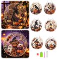 thumbnail image 1 of Halloween Pearl Diamond Painting Kit, DIY Craft Pre-Assembled Metal Chain, Acrylic Round Board with Lace Edge, 3D Mixed-Sized Pearl Beads Craft, Festive Window Wall Decor, 1 of 5